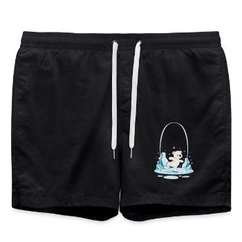 Niedlicher Eisbär beim Eislaufen im - Badeshorts - Schwarz - Vorne - AI Model Male 185 light (185cm)