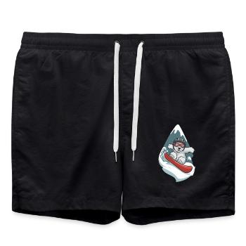 Schneebär auf Snowboard Abenteuer - Badeshorts - Schwarz - Vorne - AI Model Male 185 light (185cm)