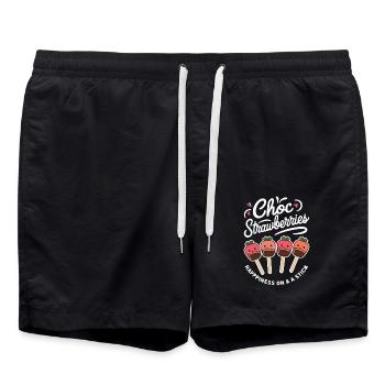 Fraises au chocolat - Le bonheur sur un bâton - Short de bain - noir - Devant - AI Model Male 185 light (185cm)