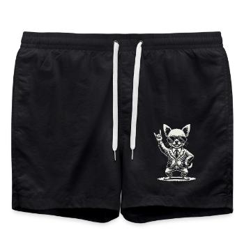 Rock Musik Lustige Heavy Metal Chihuahua Konzert - Badeshorts - Schwarz - Vorne - AI Model Male 185 light (185cm)