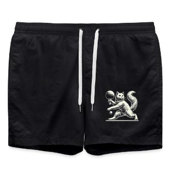 Cute cat playing table tennis with charm - Swim Trunks - black - Front - AI Model Male 185 light (185cm)
