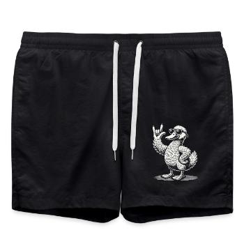 Heavy Metal Ente lustiger Festival Spaß - Badeshorts - Schwarz - Vorne - AI Model Male 185 light (185cm)