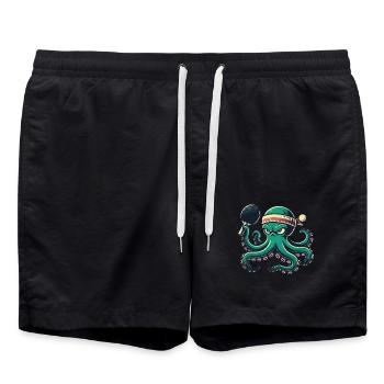 Funny Table Tennis Octopus Cartoon With Racket - Swim Trunks - black - Front - AI Model Male 185 light (185cm)