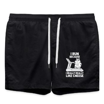 Je cours parce que j’aime vraiment, vraiment le fromage - Short de bain - noir - Devant - AI Model Male 185 light (185cm)