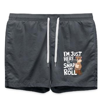 Fotograf Hamster: Ich Bin Hier Zum Knipsen Und - Badeshorts - Anthrazit - Vorne - AI Model Male 185 light (185cm)