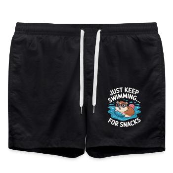 Schwimmender Hamster: Einfach Weiter Schwimmen Für - Badeshorts - Schwarz - Vorne - AI Model Male 185 light (185cm)