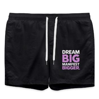 Träume Groß, Manifestiere Größer Zitat - Badeshorts - Schwarz - Vorne - AI Model Male 185 light (185cm)