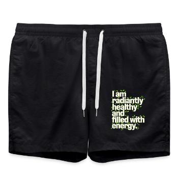 Ich Bin Strahlend Gesund Und Voller Energie - Badeshorts - Schwarz - Vorne - AI Model Male 185 light (185cm)
