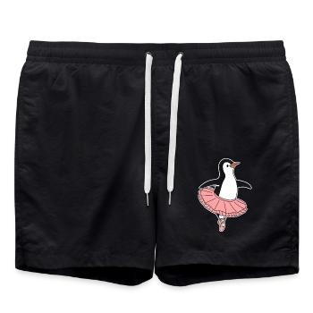 Ballerine pingouin en danse tutu - Short de bain - noir - Devant - AI Model Male 185 light (185cm)