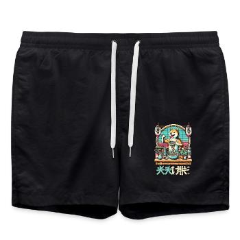 Shiba chien ramen chef dans le style ukiyo-e avec - Short de bain - noir - Devant - AI Model Male 185 light (185cm)