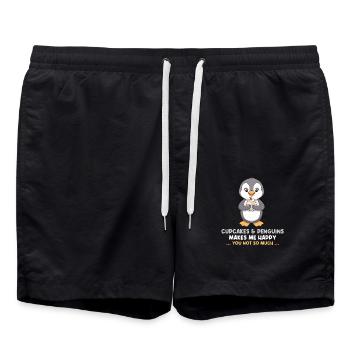 Cupcakes et pingouins me rendent heureux - Short de bain - noir - Devant - AI Model Male 185 light (185cm)