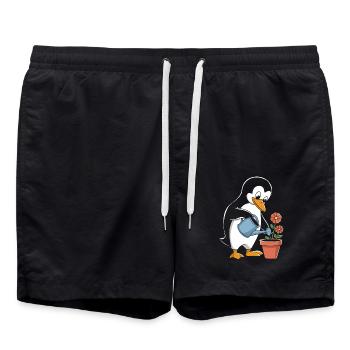 Gärtnernder Pinguin Gartenglück für Gärtner - Badeshorts - Schwarz - Vorne - AI Model Male 185 light (185cm)