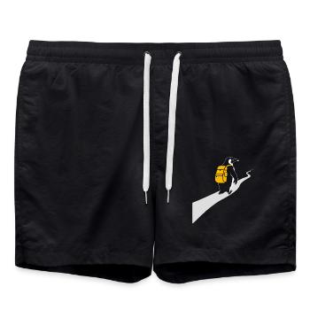 Pinguin hiking Hiking Hiker Abenteuer - Badeshorts - Schwarz - Vorne - AI Model Male 185 light (185cm)