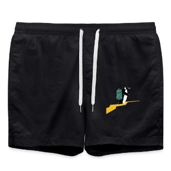 Penguin Hiker With Backpack Hiking Hiker - Swim Trunks - black - Front - AI Model Male 185 light (185cm)