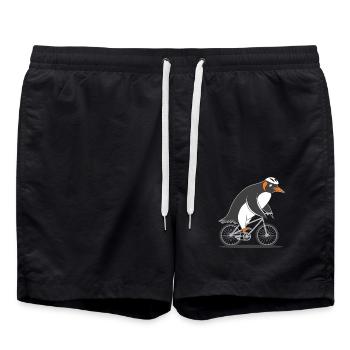 Funny Penguin On Bike Adventure - Swim Trunks - black - Front - AI Model Male 185 light (185cm)