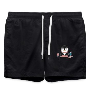 Pinguin Bastelspaß für Dein Kreatives Bastelhobby - Badeshorts - Schwarz - Vorne - AI Model Male 185 light (185cm)