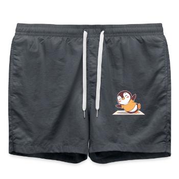Happy Penguin Yoga Exercise Joy - Swim Trunks - anthracite - Front - AI Model Male 185 light (185cm)