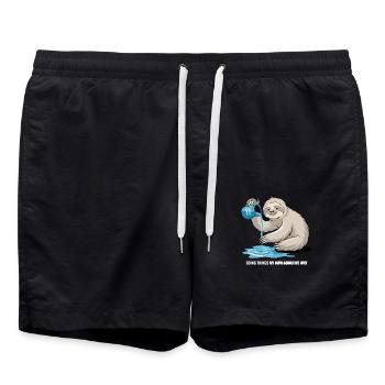 Aquarius-Faultier: Mach's Auf Deine Weise - Badeshorts - Schwarz - Vorne - AI Model Male 185 light (185cm)