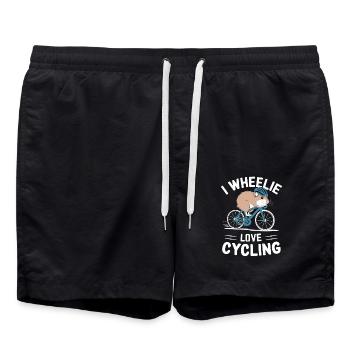 I Wheelie Love Cycling Hamster Motif - Swim Trunks - black - Front - AI Model Male 185 light (185cm)