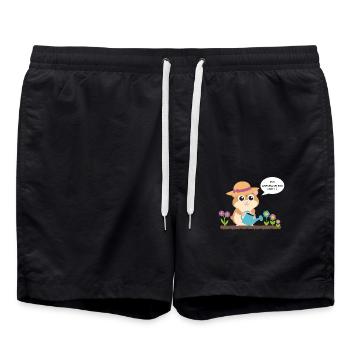 Wachsender Hamster Mit Gießkanne Im Garten - Badeshorts - Schwarz - Vorne - AI Model Male 185 light (185cm)