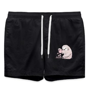 Cozy gardener sloth with watering can - Swim Trunks - black - Front - AI Model Male 185 light (185cm)