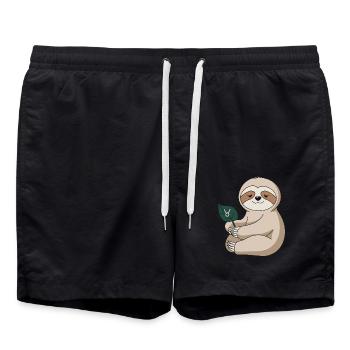 Confortable taureau paresseux avec feuille du zodiaque - Short de bain - noir - Devant - AI Model Male 185 light (185cm)