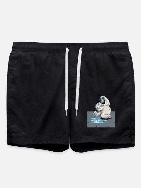 Aquarius Sloth Zodiac Illustration - Swim Trunks - black
