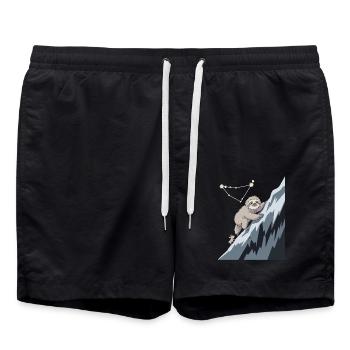 Cozy Capricorn Sloth Climbing Mountain - Swim Trunks - black - Front - AI Model Male 185 light (185cm)