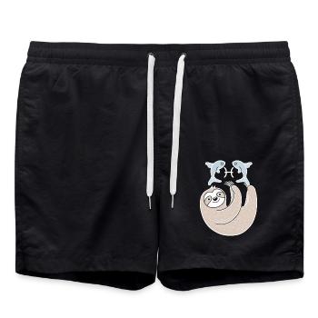 Verträumter Fische-Zodiak Faultier mit Fischen - Badeshorts - Schwarz - Vorne - AI Model Male 185 light (185cm)