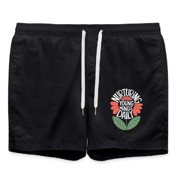 Lehrer: Junge Köpfe Täglich Fördern - Badeshorts - Schwarz - Vorne - AI Model Male 185 light (185cm)