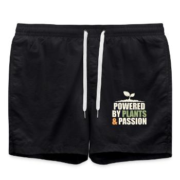 Powered by plants & passion: vegan - Swim Trunks - black - Front - AI Model Male 185 light (185cm)