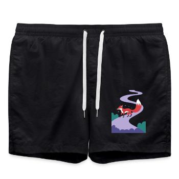 Fuchs Auf Magischem Pfad der Fantasieflucht - Badeshorts - Schwarz - Vorne - AI Model Male 185 light (185cm)