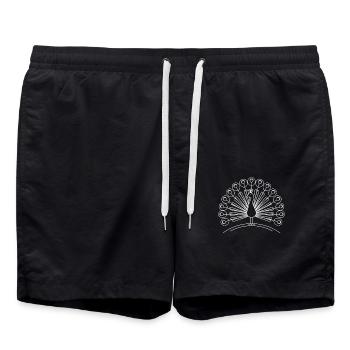 Fascinante évasion fantastique des paons - Short de bain - noir - Devant - AI Model Male 185 light (185cm)