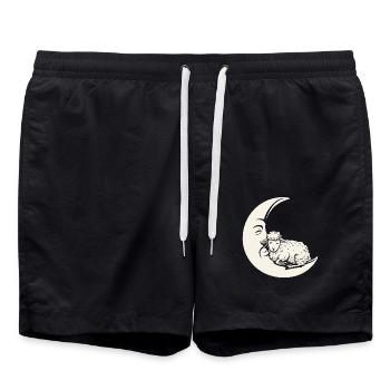 Dreaming Moon with Sheep - Imaginative Escape - Swim Trunks - black - Front - AI Model Male 185 light (185cm)