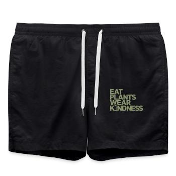 Iss Pflanzen Trag Freundlichkeit Vegan Vegetarisch - Badeshorts - Schwarz - Vorne - AI Model Male 185 light (185cm)