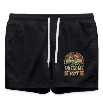 March 1977 Birthday Gift March 1977 March 1977 - Swim Trunks - black - Front - AI Model Male 185 light (185cm)