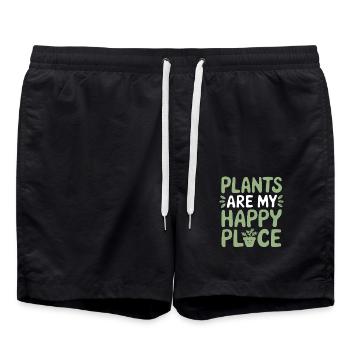 Les plantes sont mon lieu de bonheur végétalien végétarien - Short de bain - noir - Devant - AI Model Male 185 light (185cm)