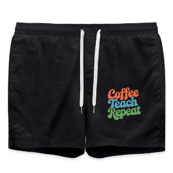 Coffee Instructor Repeat Daily Routine - Swim Trunks - black - Front - AI Model Male 185 light (185cm)