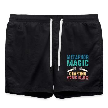 Poetry Slam Metapher Magie Slam Poesie - Badeshorts - Schwarz - Vorne - AI Model Male 185 light (185cm)