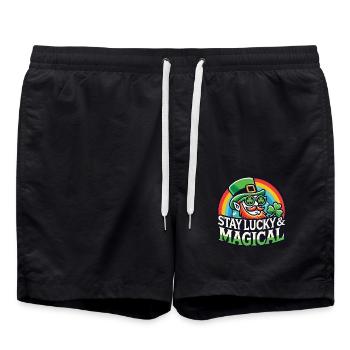 Stay Happy & Magical on St. Patrick's Day - Swim Trunks - black - Front - AI Model Male 185 light (185cm)