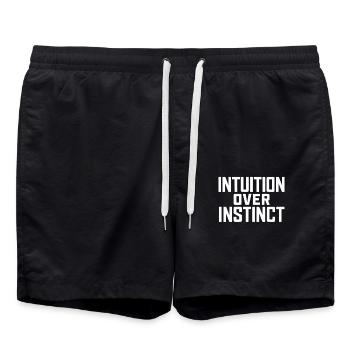 Intuition Over Instinct: Inspirational - Swim Trunks - black - Front - AI Model Male 185 light (185cm)