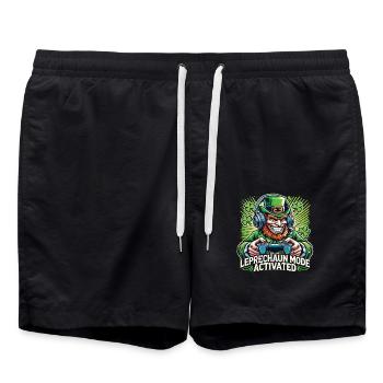 St. Patrick's Day Leprechaun Gamer Mode Enabled - Swim Trunks - black - Front - AI Model Male 185 light (185cm)