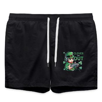 St. Patrick's Day Gaming Design Clover and Out - Badeshorts - Schwarz - Vorne - AI Model Male 185 light (185cm)