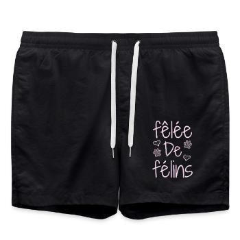 FÊLÉE DE FÉLINS ! (chat) - Jeux de mots - Francois - Short de bain - noir - Devant - AI Model Male 185 light (185cm)