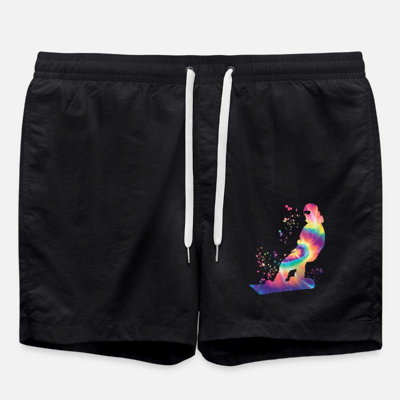 Snowboarder Snowboarding Snowboard - Swim Trunks - black