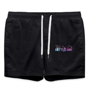 Norder Skyline Bunt Stadtbild Norden - Badeshorts - Schwarz - Vorne - AI Model Male 185 light (185cm)