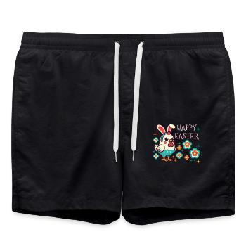 Pâques Rétro Joyeuse Pâques Fleur de Poulet - Short de bain - noir - Devant - AI Model Male 185 light (185cm)
