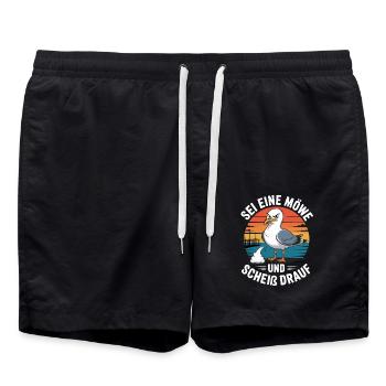 Be a seagull and fuck it - Swim Trunks - black - Front - AI Model Male 185 light (185cm)