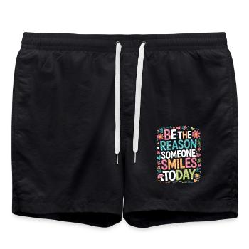 Sei der Grund warum jemand heute lächelt Spruch - Badeshorts - Schwarz - Vorne - AI Model Male 185 light (185cm)