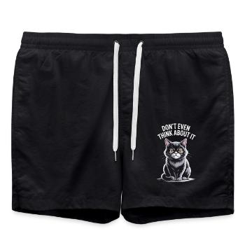 Don't Even Think About It Cat: Humorous - Swim Trunks - black - Front - AI Model Male 185 light (185cm)